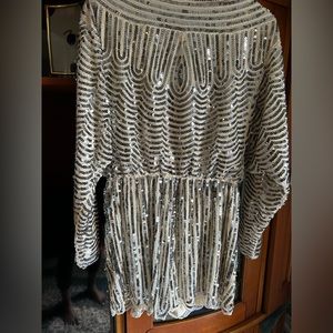 Sequin boatneck romper. USA L. New with tags. $100